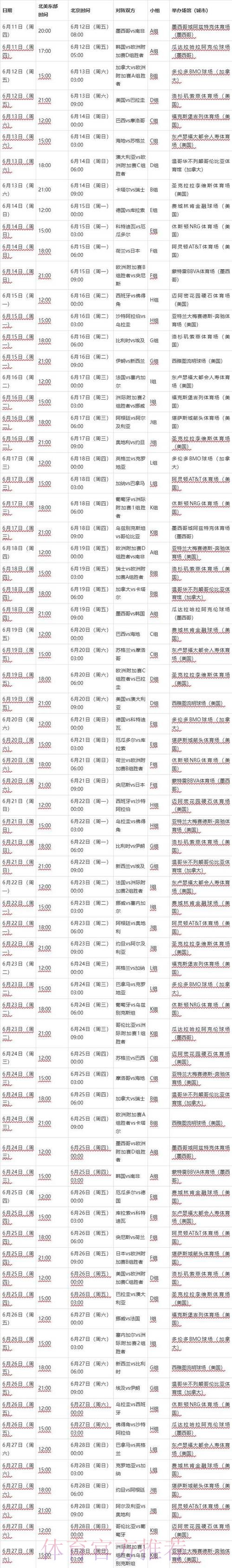 2026世界杯完整赛程最新完整安排查询入口